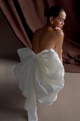 Suzette Taffeta Bow Mini Dress - White